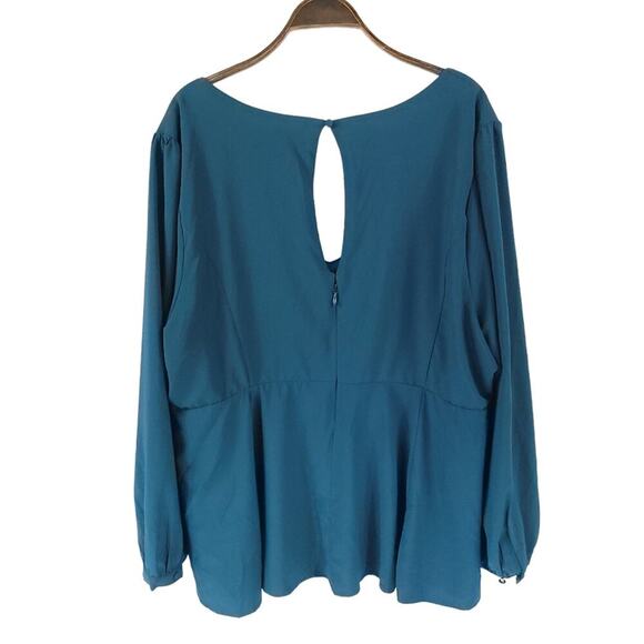 Torrid Peplum Blouse Crepe Sweetheart Neck Long Sleeve Top - Picture 6 of 13